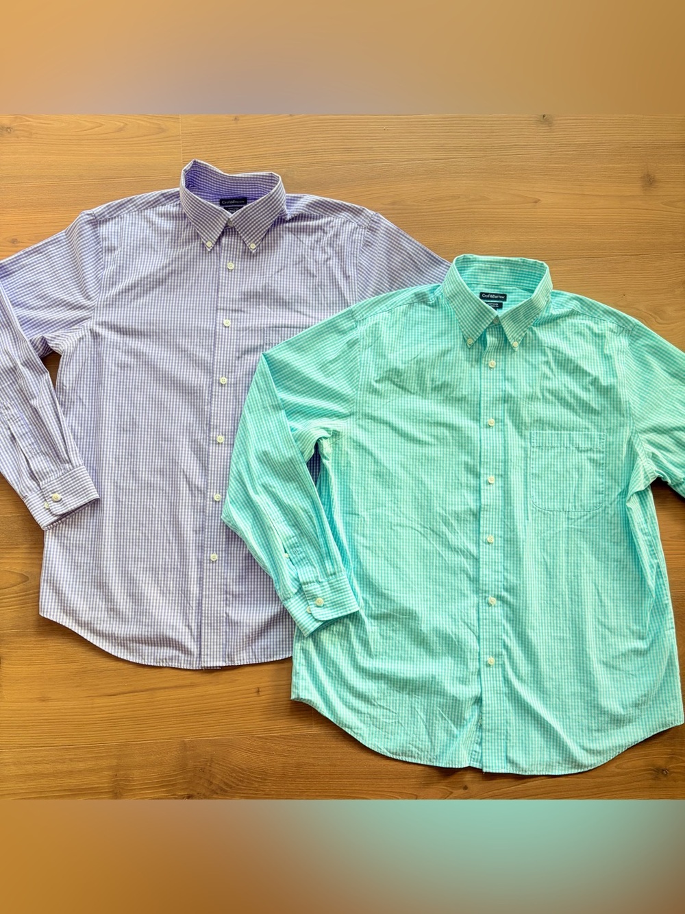 croft & barrow Men's Button-Down Shirts in Mint Green and Lavender Gingham
